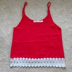 Liberty Love Pink Tank Top with White Lace